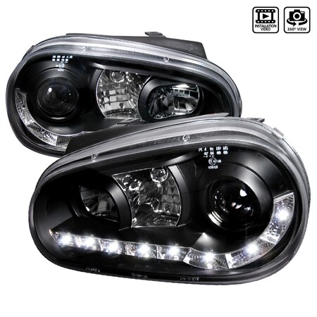 Spec-D Tuning 99-05 Volkswagen Golf R8 Style Halo LED Projector Black LHP-GLF99JM-8-TM